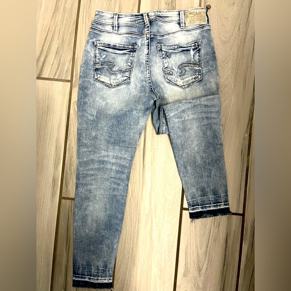 Silver skinny crop jeans